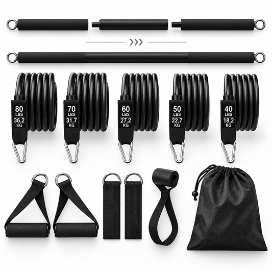 Barre de Musculation Multifonction avec Bandes de Résistance
