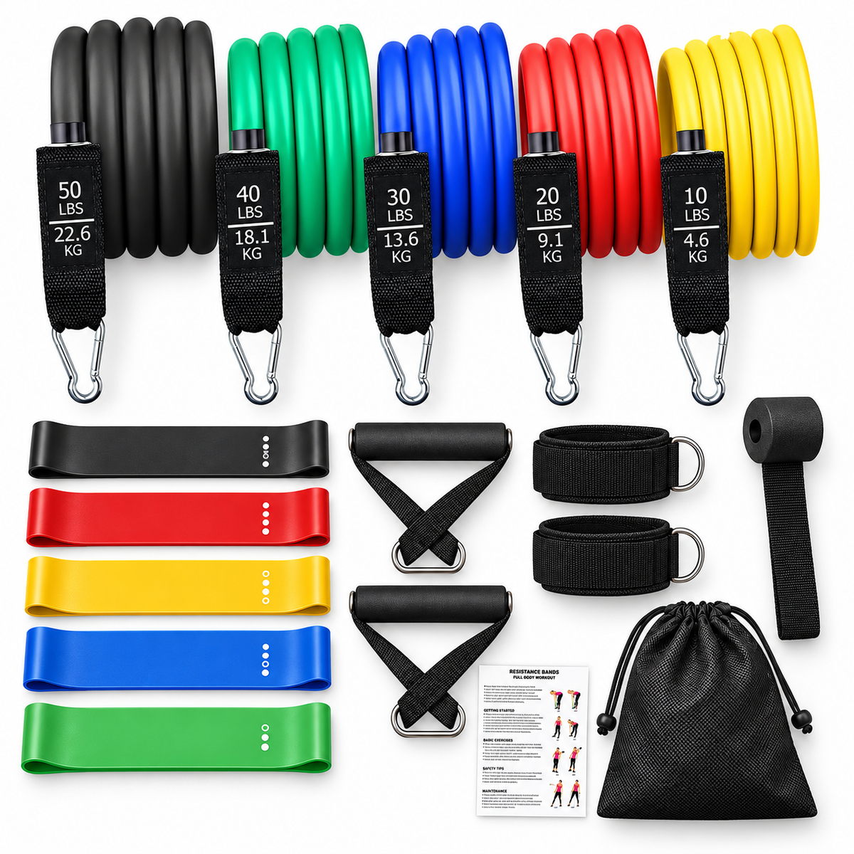 Barre de Musculation Multifonction avec Bandes de Résistance